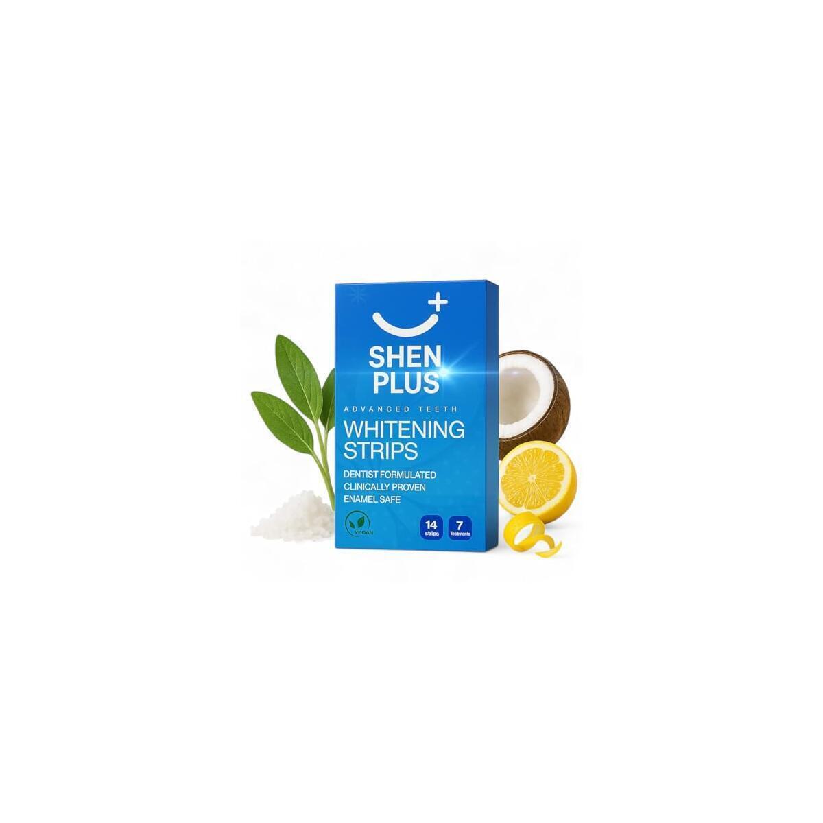 Teeth Whitening Strips &ndash; Enamel-Safe, Non-Slip Dry &ndash; 7 Treatments &ndash; Helps Remove Deep Stain with Coconut, Sage Oil, Dead Sea Salt & Lemon Peel Oil &ndash; 14 Strips