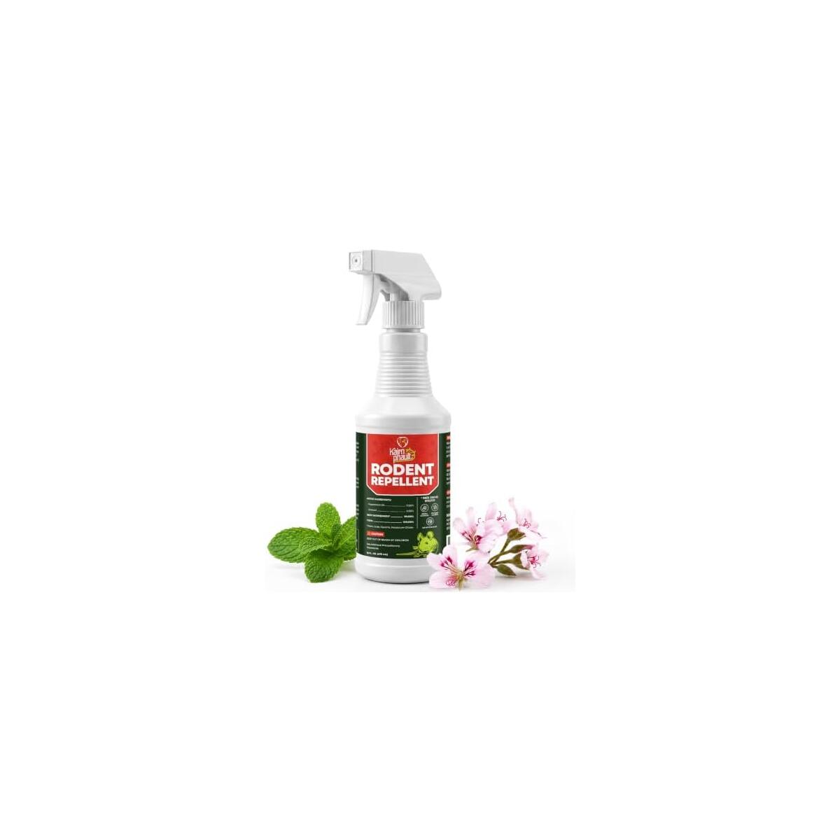 Rodent Repellent Spray with Comfort Wand, Mice Repellent Spray Indoor with Geraniol & Peppermint Oil Powered, Mouse Repellent for RV, Garage, Courtyard Mouse and Rat Prevention, 16oz