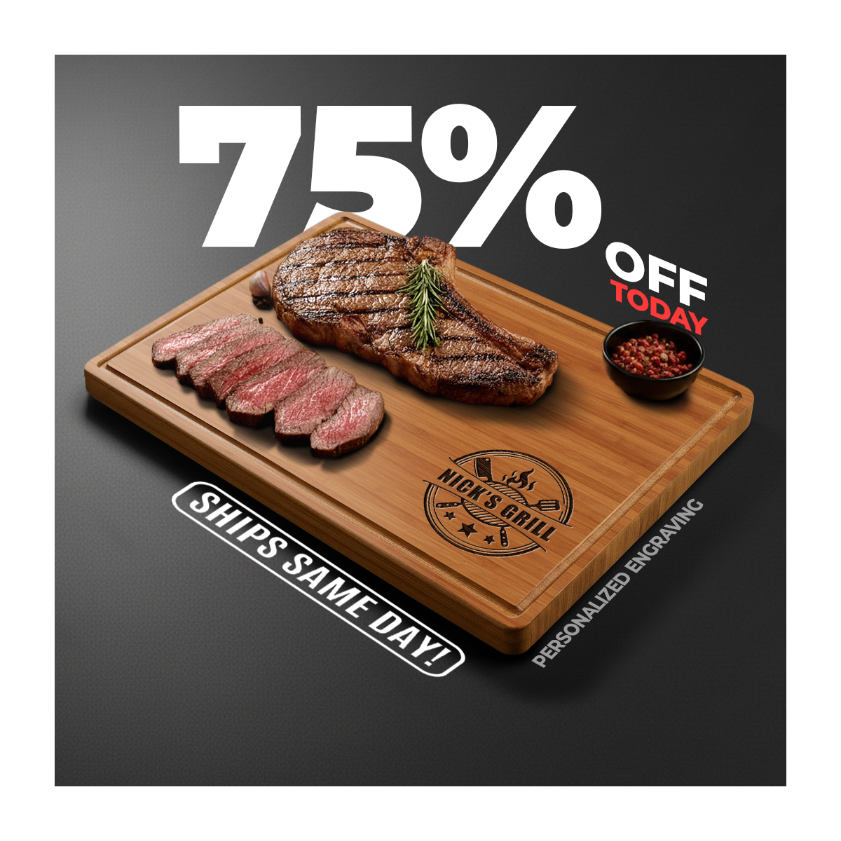 BBQ Cutting Board, Custom Grilling Gifts for Him, Gift for Men, Dad Christmas Gift for Guy, Husband Grill Gift, Grandpa Gift, Boyfriend Gift - 12x9
