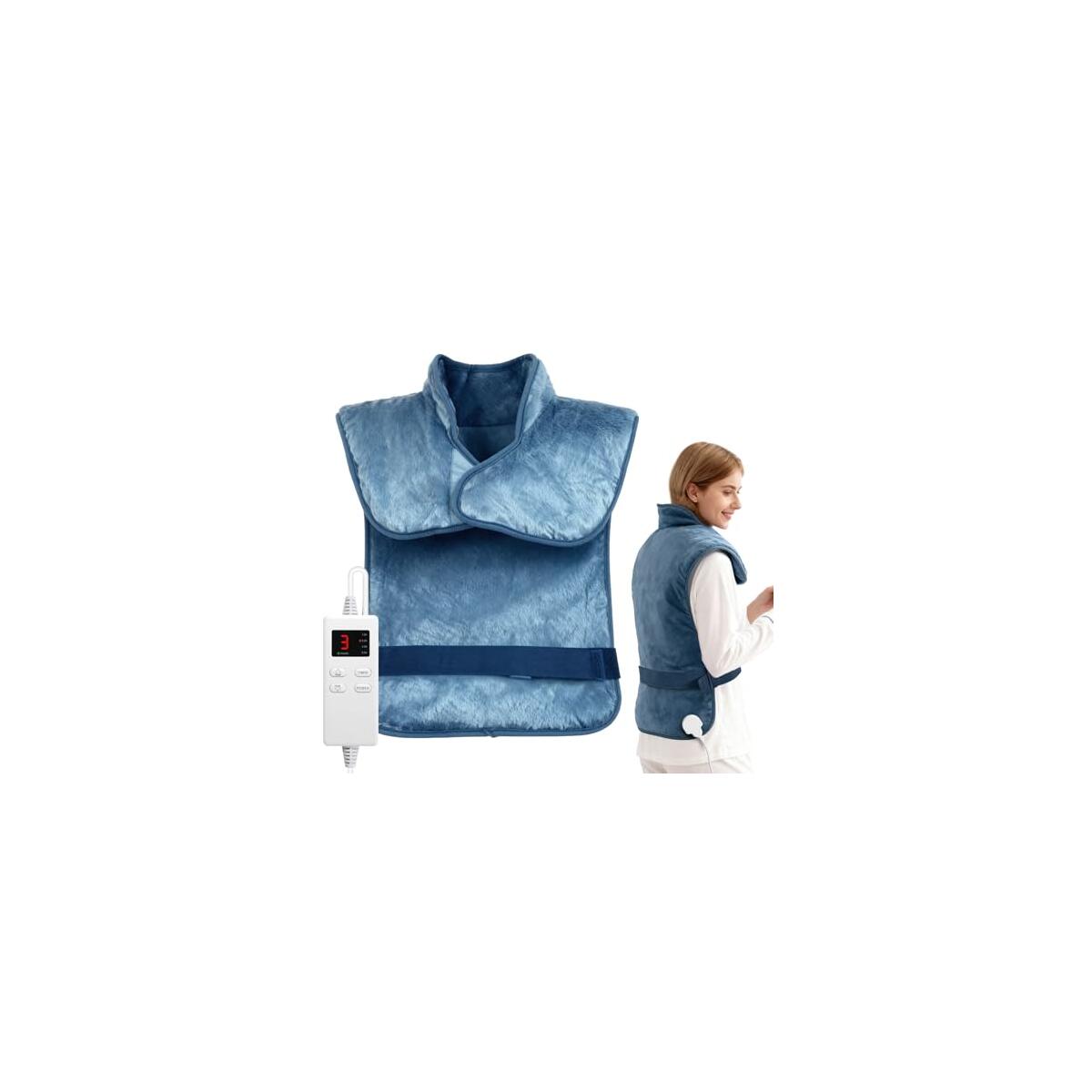 Electric Heating Pads with 6 Heat Levels & 4 Time Settings, Auto Shut-Off, Heating Pad for Neck and Shoulders, Back Pain Relief, Gift for Mom and Dad