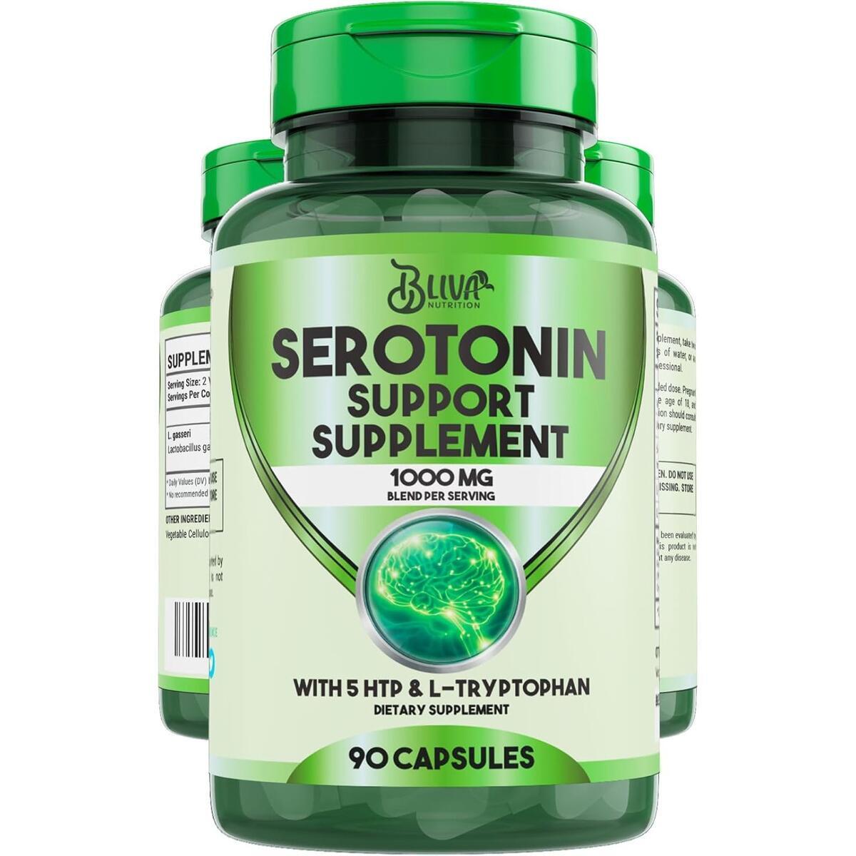 Serotonin Supplement - Serotonin Booster Supplements for Women & Men  - Daily Mood & Stress Support - 90 Capsules