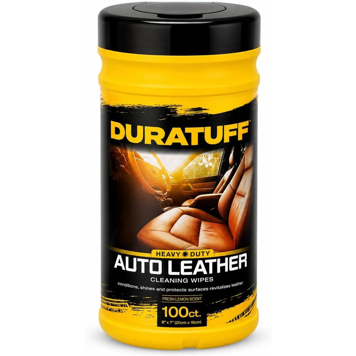 DURATUFF Auto Leather Cleaner & Conditioner Wipes &ndash; 100 Count, Heavy-Duty, Non-Greasy