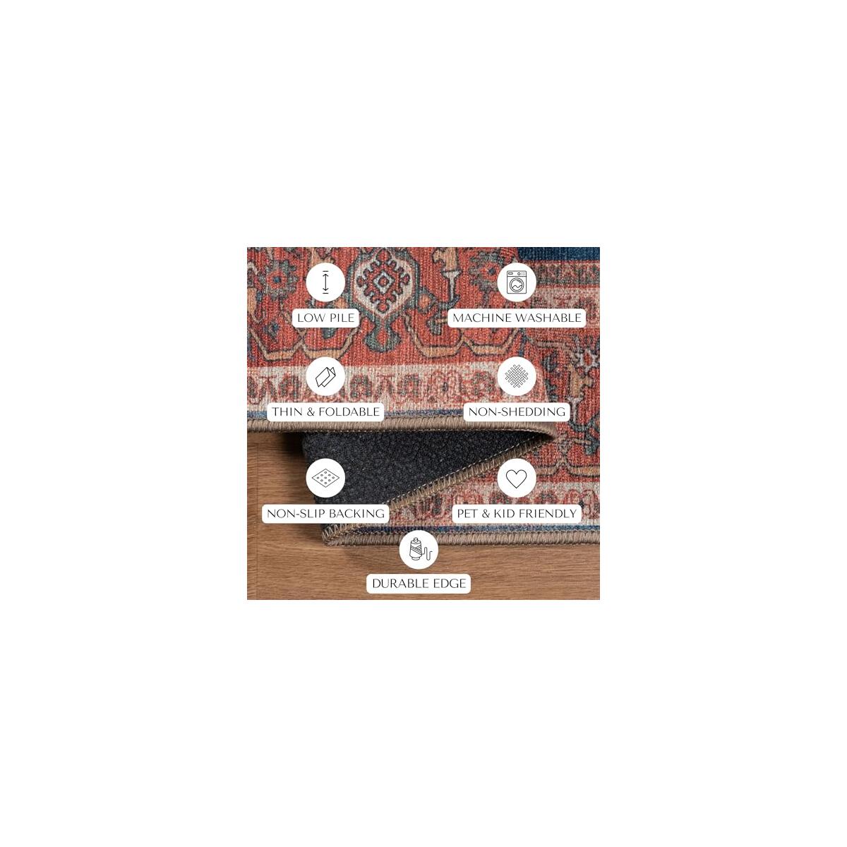Navy Blue Brick Oushak Large Area Rug 8x10 Cashback Rebate - RebateKey
