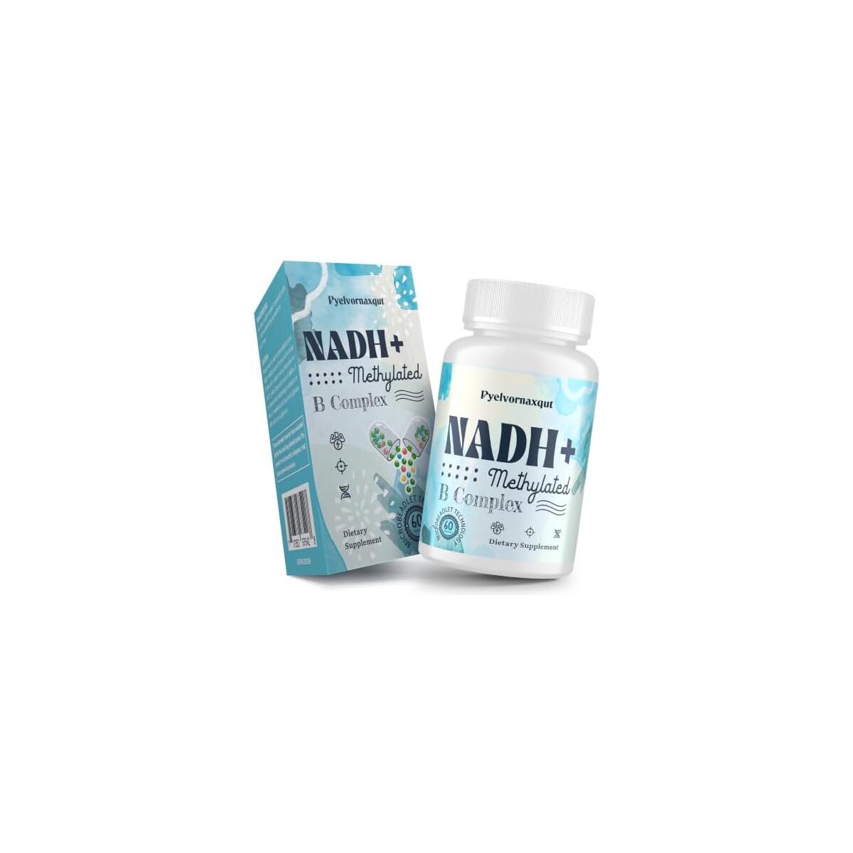 NADH Supplement, NAD Coenzyme, Methylated B Complex, 60 Vegan Capsules Enhanced Absorption NADH Microbeadlets with Methylated B Vitamins, Cellular Energy & Focus for Women and Men