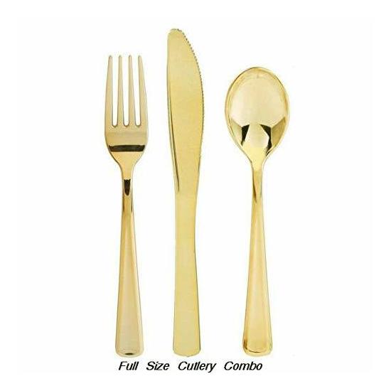 Gold Plastic Silverware Set 300 Pieces Disposable Cutlery BPA FREE