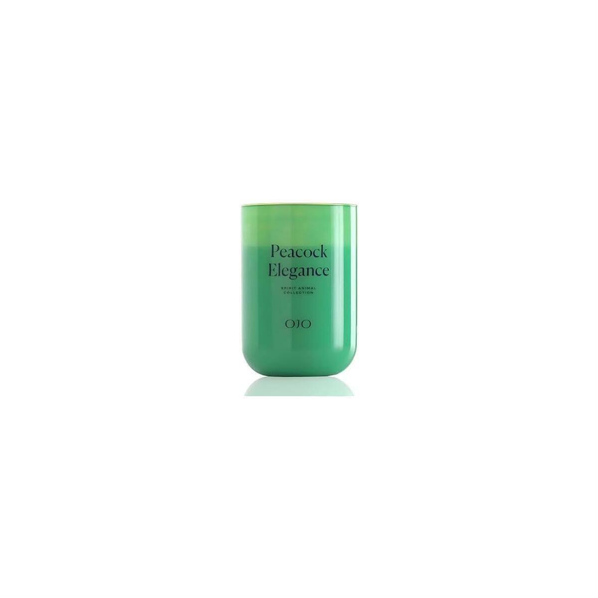 OJO Peacock Elegance Scented 2 Wick, 23 oz Jar Candle with Bloody of Poseidon, Woody, Aquatic Notes | Over 96 Hour Long-Lasting Burn | Premium Blend Wax, Home Fragrance and Gift for Special Days