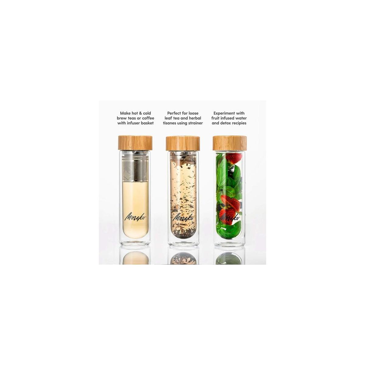 Moreko Green Loose Leaf Tea Infuser Water Bottle Made From Glass For Hot Tea Rebate - RebateKey