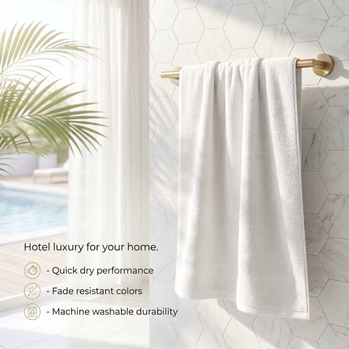 2 Bath Towels- 600 GSM- Soft Snow Color