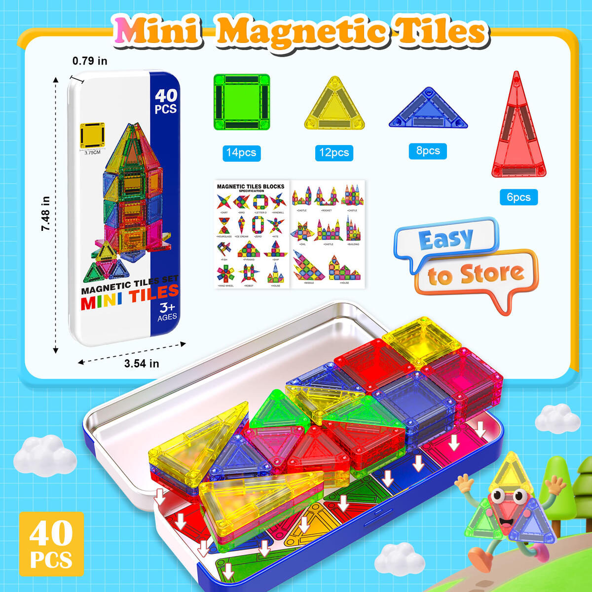 40pcs Travel Magnetic Tiles Travel Set For Kids Cash Back - RebateKey