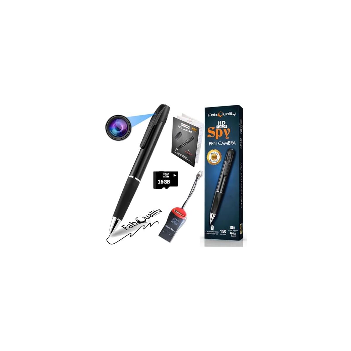 Spy Pen Camera 1080p & 16GB Micro SD + Reader Premium Small Body Cam with HD Video  (Note wrote as unsed, however brand new, box slightly  damaged)