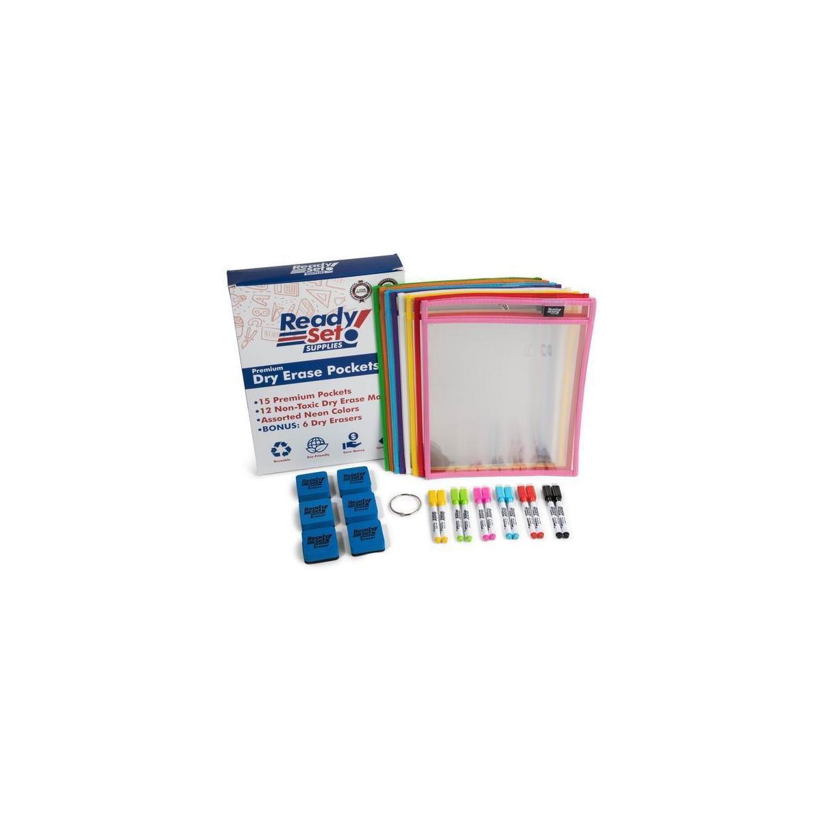 [15 PACK] 10x14 PREMIUM Reusable Dry Erase Pockets With UNLIMITED
