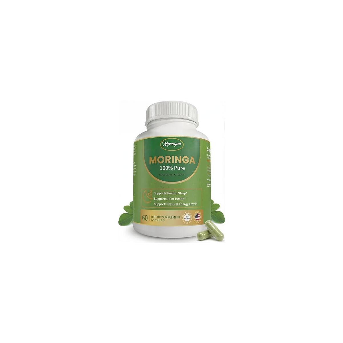 Moringa Capsules 800mg &ndash; Moringa Oleifera Leaf Powder Superfood Herbal Supplement for Natural Energy, Immune, Antioxidant & Detox Support &ndash; Vegan, Non-GMO, 60 Veg Capsules