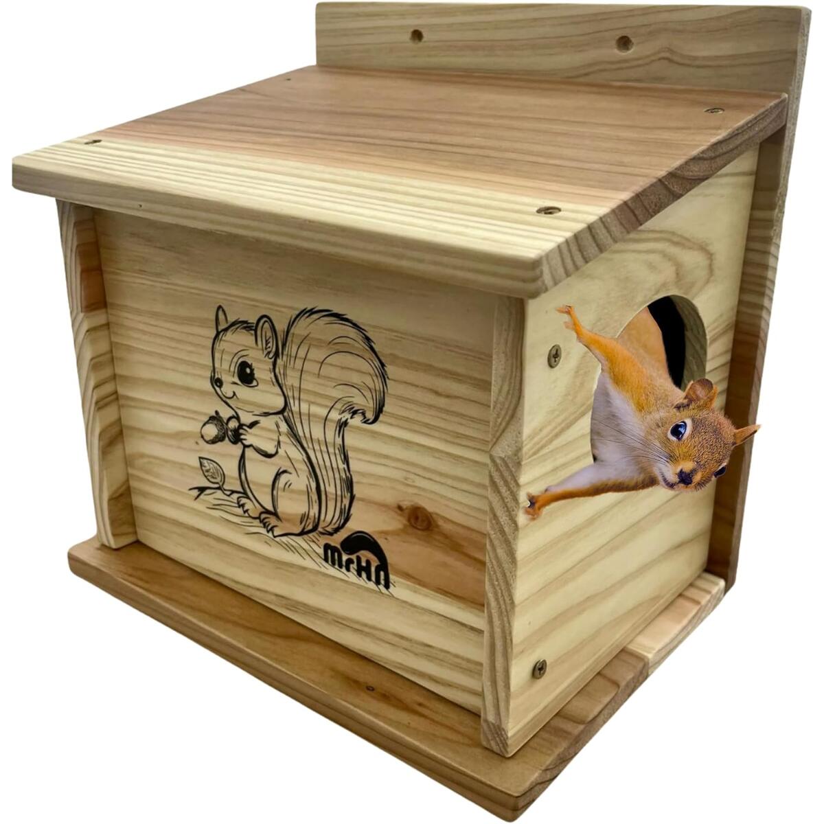 MrHN Small Size Squirrel House - Easy Assembly Squirrel Houses for Outside Nesting, Squirrel Nesting Box,