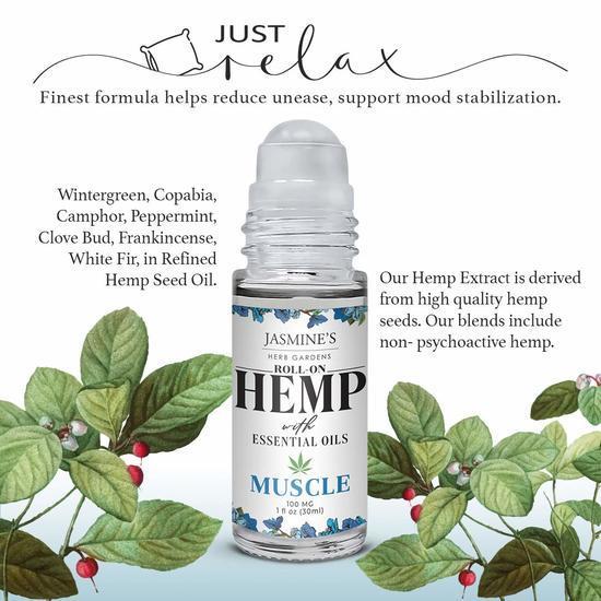 Jasmine’s Herb Garden Sore Muscle Massage Oil Blend With Hemp Extract