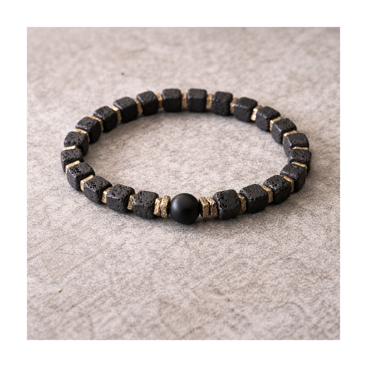Black Stone Bracelet for Men