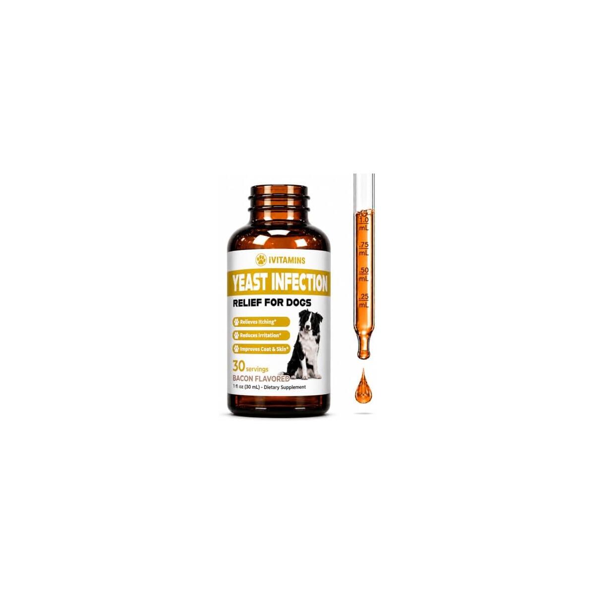 Yeast Infection Treatment for Dogs - Dog Yeast Infection Treatment - Helps Reduce Itching, Irritation, & Paw Licking - 1 fl oz - Bacon Flavor