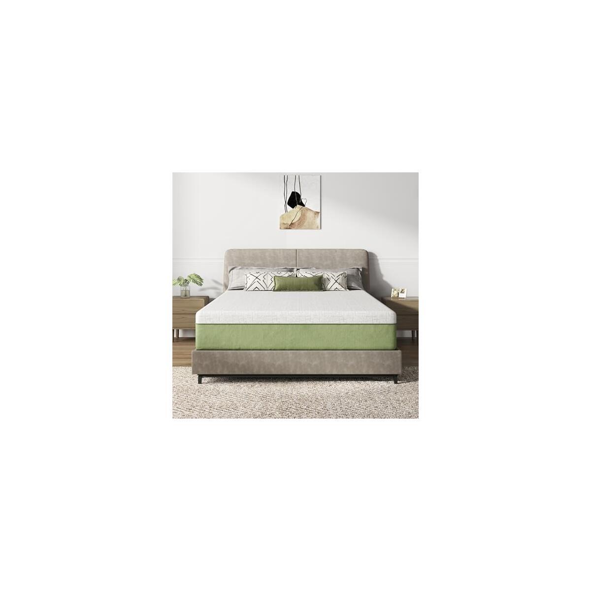 Twin Size Mattress - 6 Inch Cooling Gel Memory Foam Mattress in a Box,Gel-Infusion for Cooler Sleep,Breathable Cover,Healthy and Safe,Twin Bed,39" X 75" X6" (White&Green, Twin)