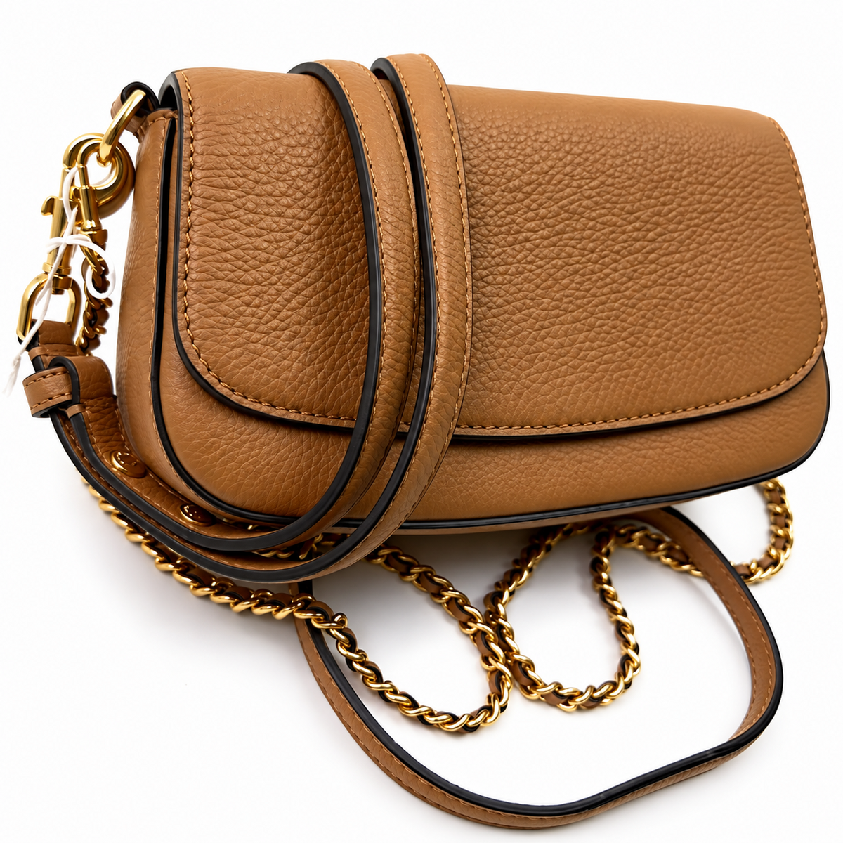 Tan Chain Flap Bag, Camel Crossbody Flap Bag