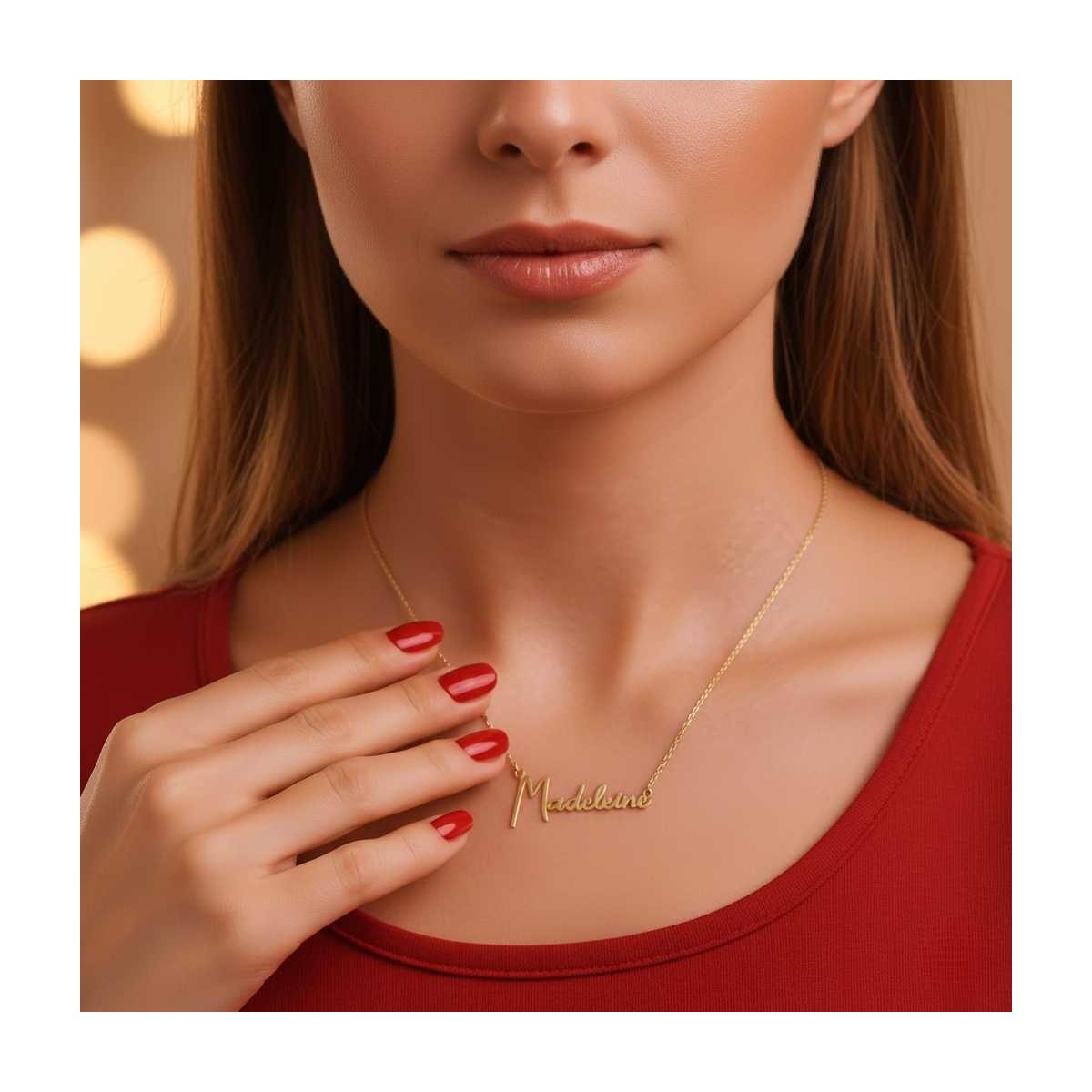 Personalized 14K Gold Plated Name Necklace – Custom Name Pendant for Women, Minimalist Jewelry Gift for Mom or Christmas, Gift for Her