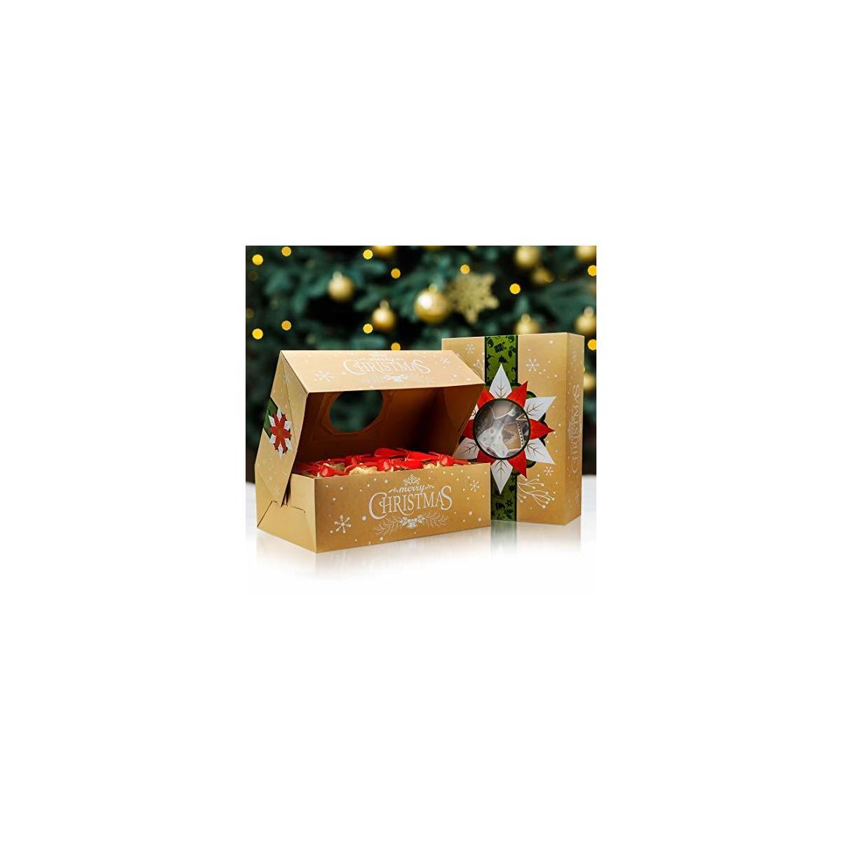 Christmas Cookie Boxes With Window Bulk 12 Pack Kraft Large Holiday