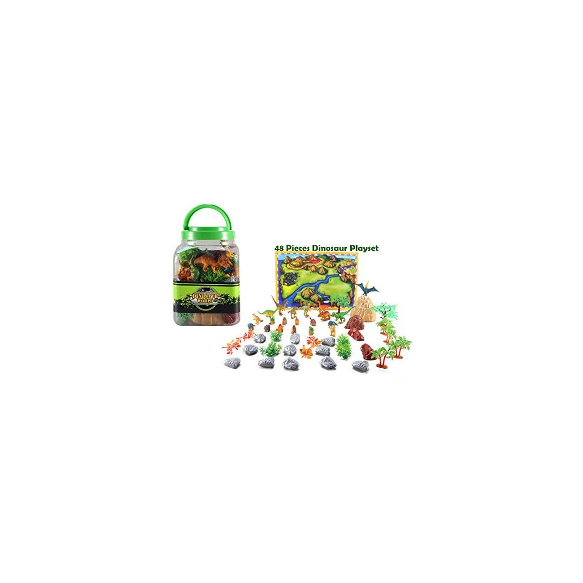 Dinosaur Toy Play Set 48 Piece Playset Of Realistic Figures In A Bucket Cashback - RebateKey