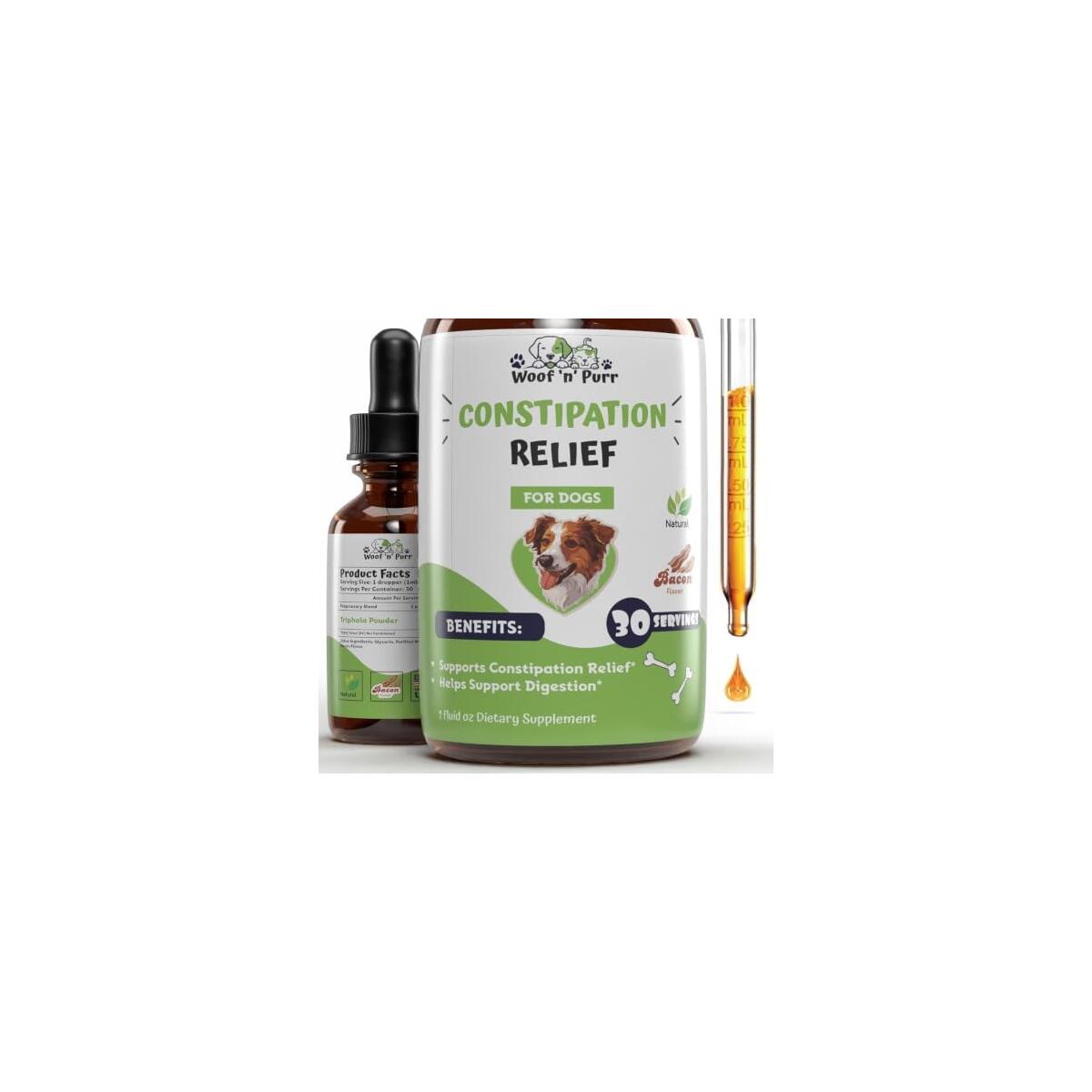 Dog Constipation Relief - Constipation Relief for Dogs - Stool Softener for Dogs - Dog Stool Softener - Dog Laxative for Constipation - Dog Laxative - Laxative for Dogs - 1 fl oz - Bacon Flavor