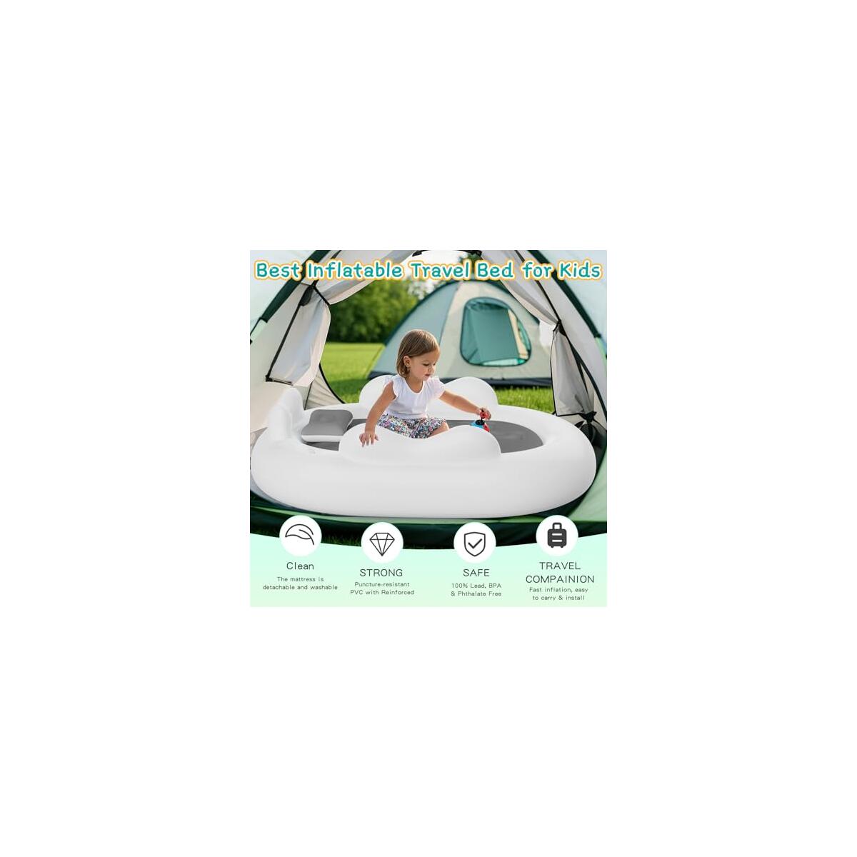 Inflatable Toddler Travel Bed Kids Air Mattress Cash Back - RebateKey