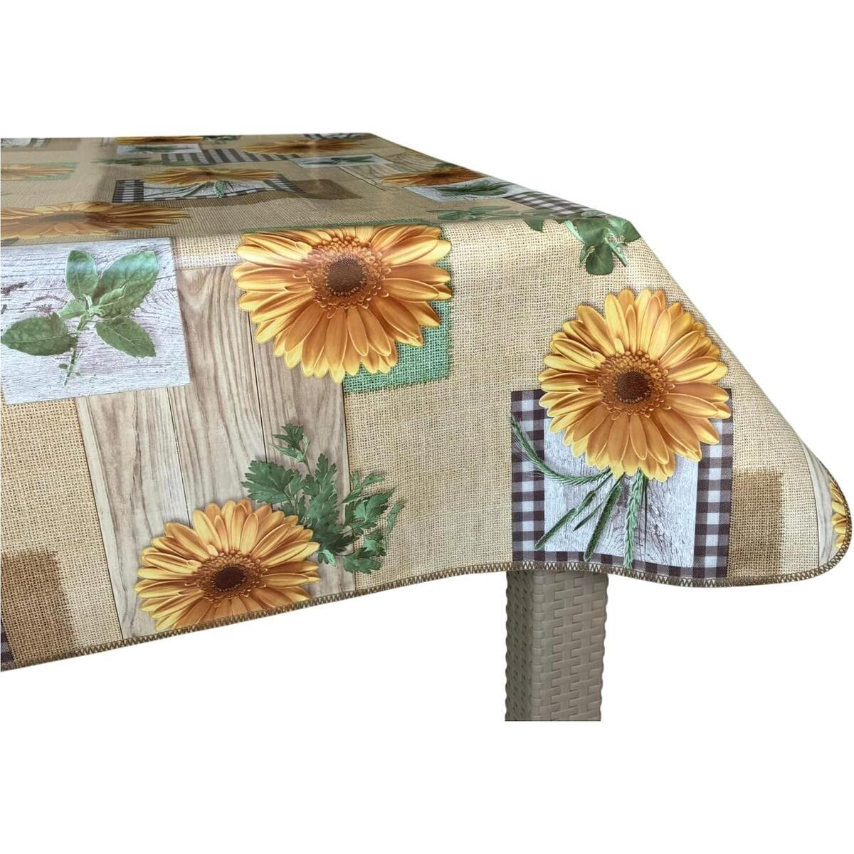 Decoser Heavy Duty Flannel Backed Vinyl Tablecloth with Flannel Backing Easy to Wipe-Clean Oilcloth Waterproof Plastic Rectangle 55x55 inch Table Cover for Thanksgiving