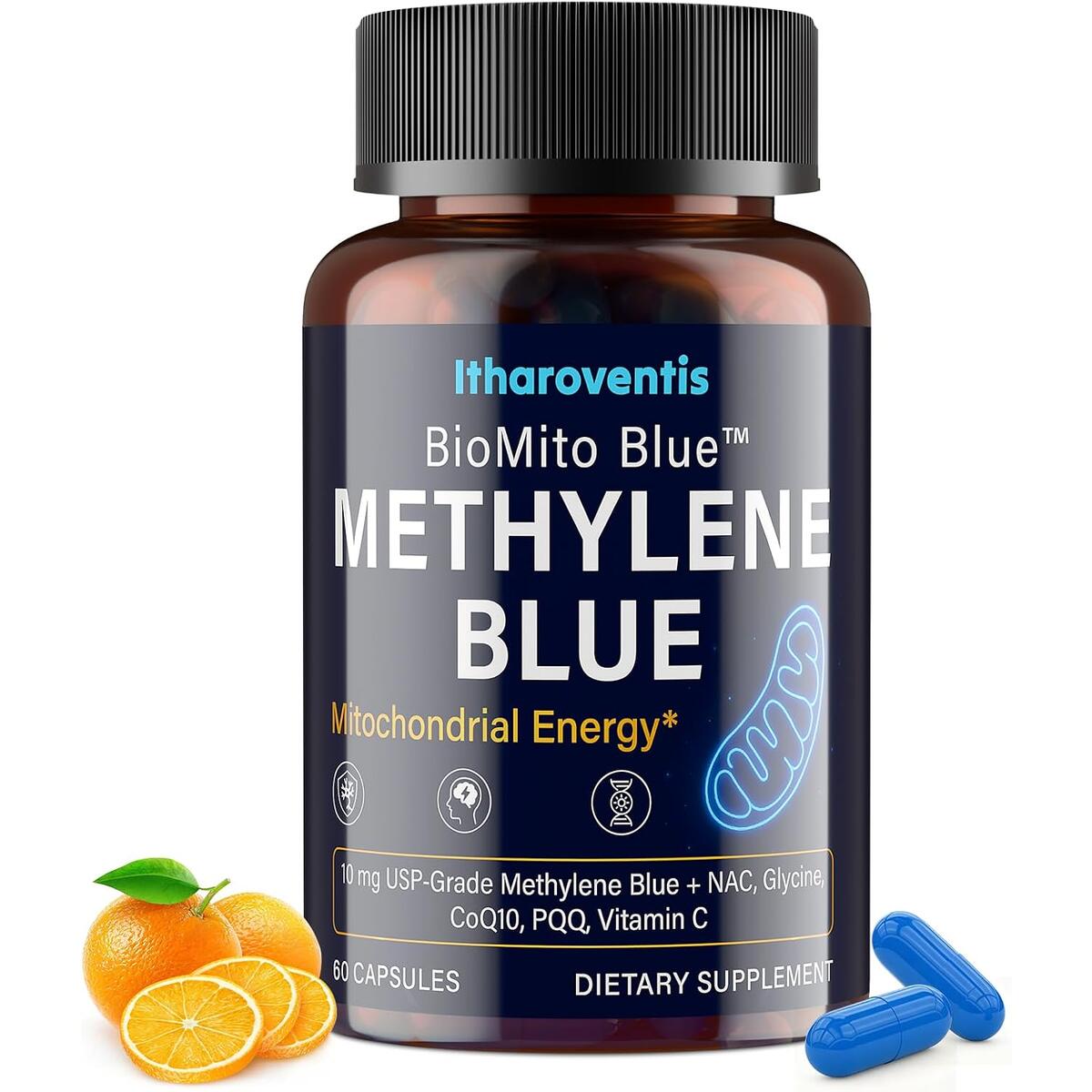 Methylene Blue Capsules 10mg with NAC, CoQ10 & PQQ, 60 Capsules