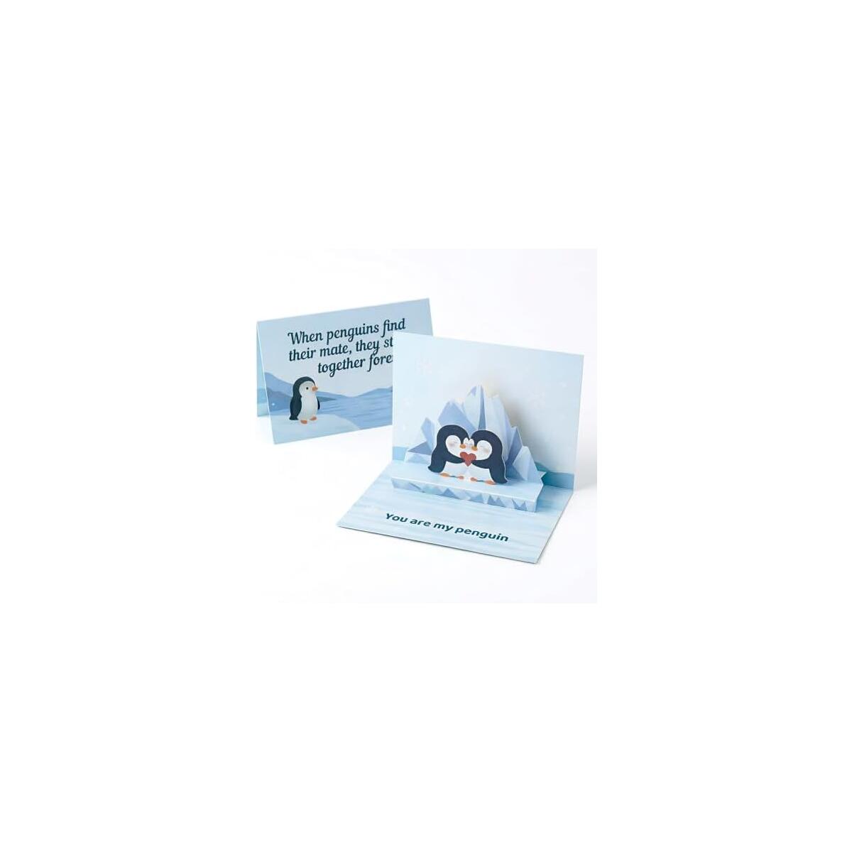 3D Pop Up Penguin Anniversary & Valentine&rsquo;s Card &ndash; Cute Romantic Love Card for Husband, Wife, Girlfriend, Boyfriend &ndash; Sweet Penguin Couple Design