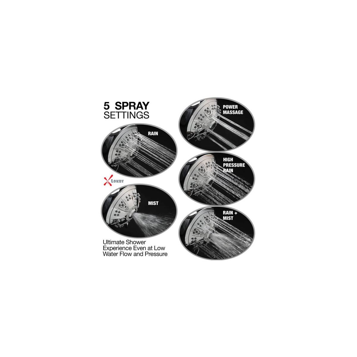 High Pressure Shower Head 5 Setting 4 Chrome Face Rain Shower Head For Low Cashback - RebateKey