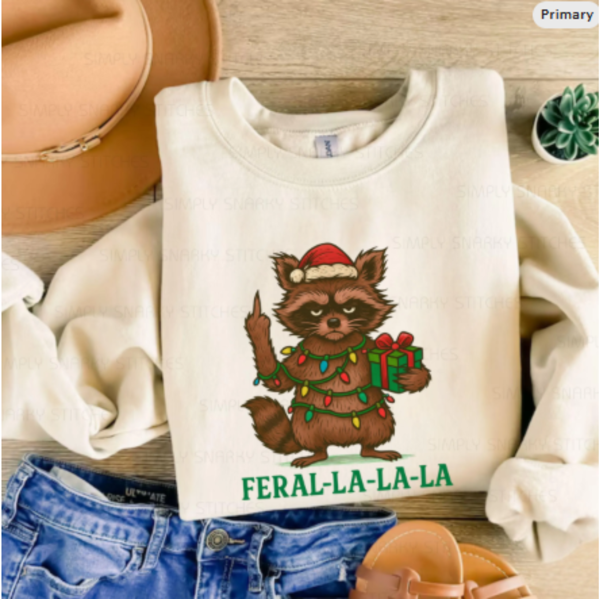 Feral Raccoon Christmas Sweatshirt Cash Back - RebateKey