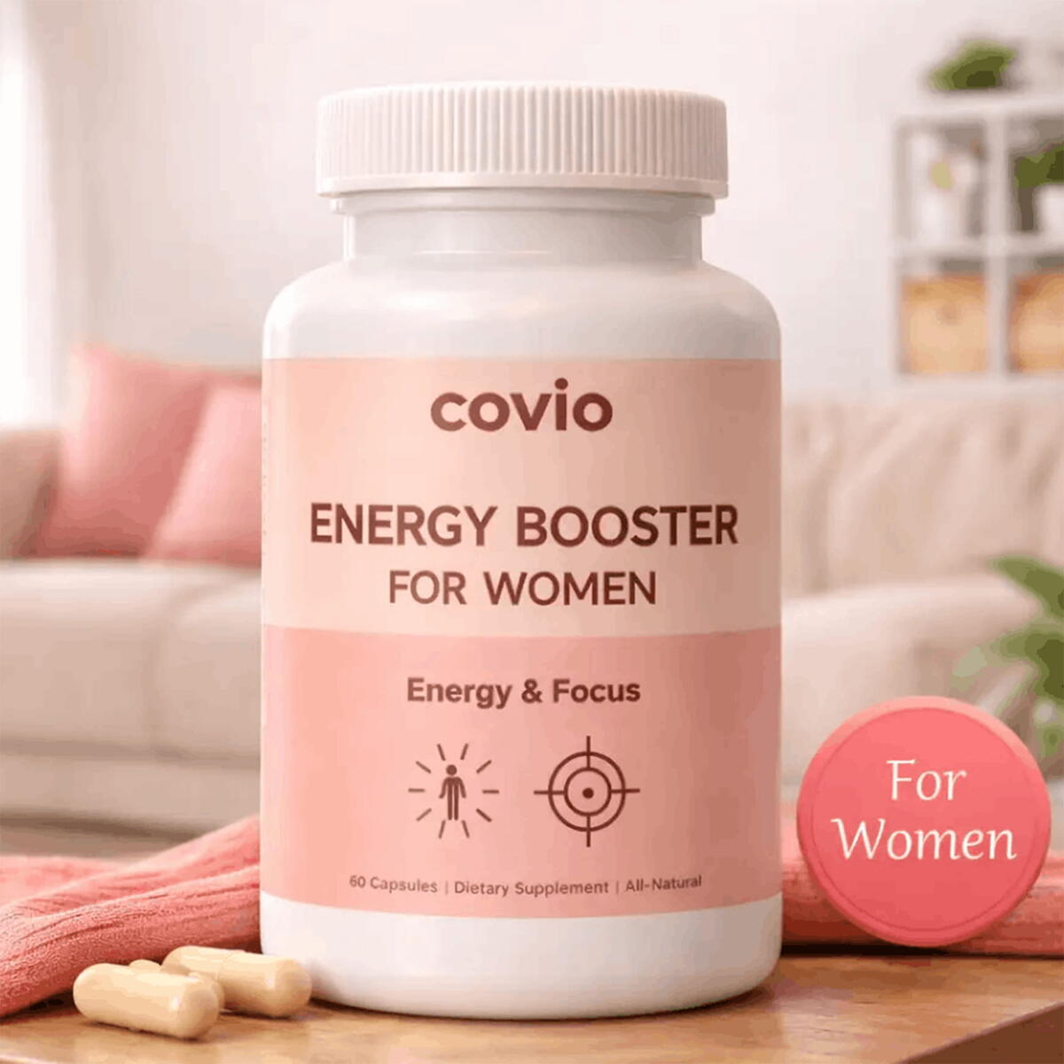 Energy Booster for Women - Energy supplement for women - Daily Clean Energy + Focus - Healthy Adderall Alternative - Energy Booster for Moms - For Work, Study, Gym - 60 Count