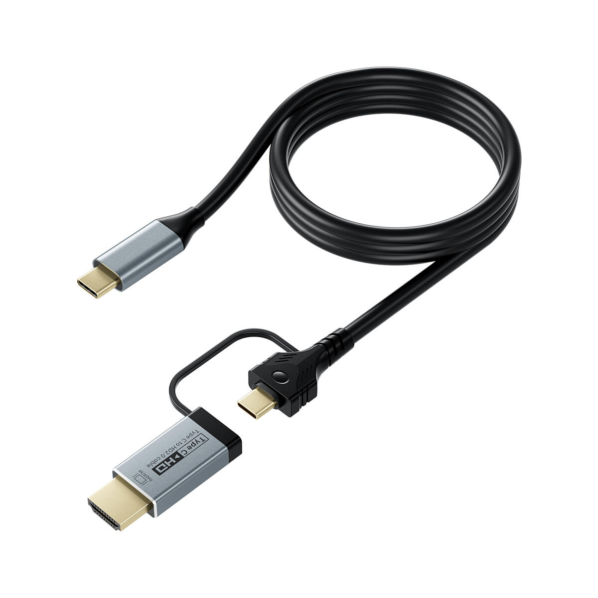 Full-Featured Type C to C Cable with Type C to HDMI 2.0 Adapter, 100W PD Fast Charging & 10Gbps Data Transfer,4K/60Hz Video, 6FT Cord for Laptops, Phones, Tablets,USB-C Devices